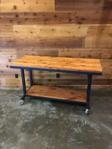 A Solid Hardwood look is provided to the table