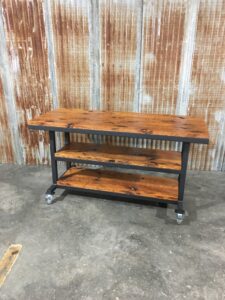 Front view of solid Hardwood Table with shelf