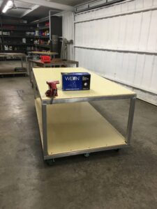 Heavy Duty Flush Frame series worktable with item on top