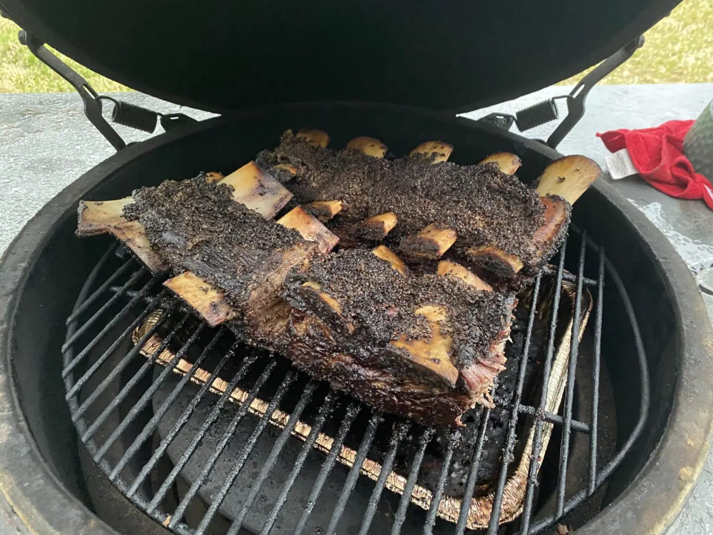 Beef spare ribs on the grill