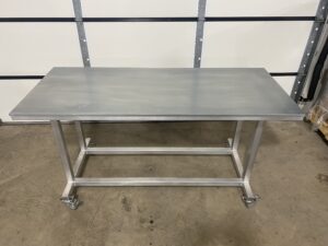 The close shot of a Galvanized Series Worktable