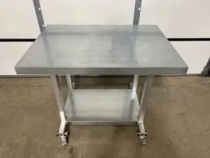Close front view of a Galvanized Series Worktable