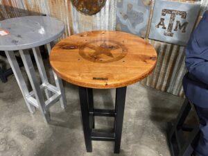 Different Bar Tables on display at the workshop