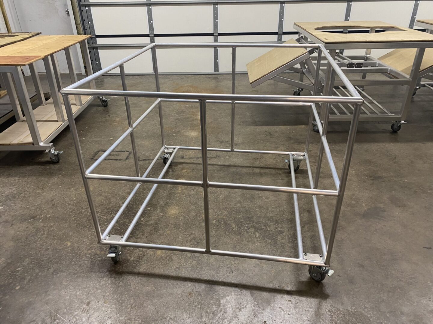 Front View of a Custom Mobile Cage Cart